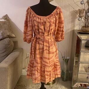 Magari made in Italy Elegant Peach Patterned Dress size M